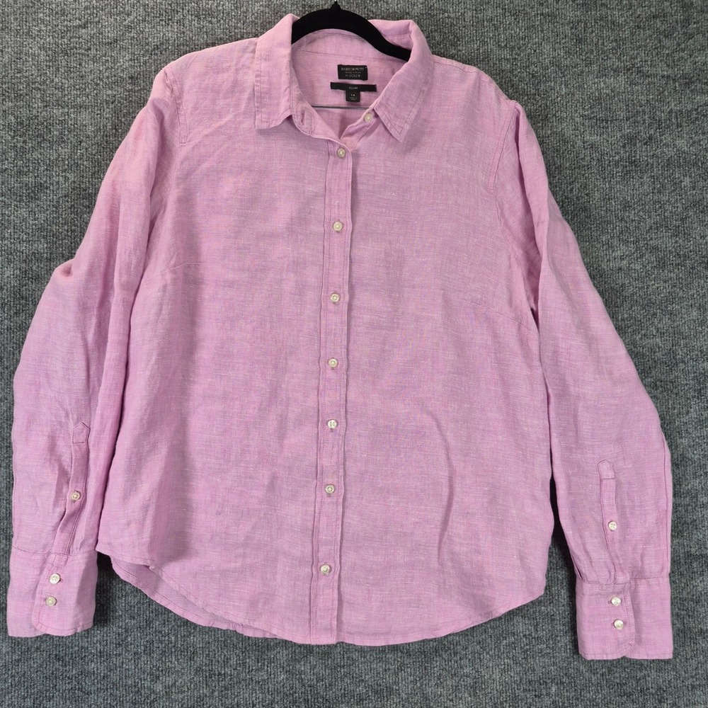 J.Crew Button Down Shirt Baird McNutt Irish Linen 14 Pink Women